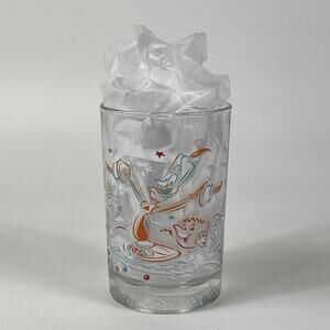 Vtg 90s Walt Disney Drinking Glass Lumiere Hollywood Mrs Potts California Tower